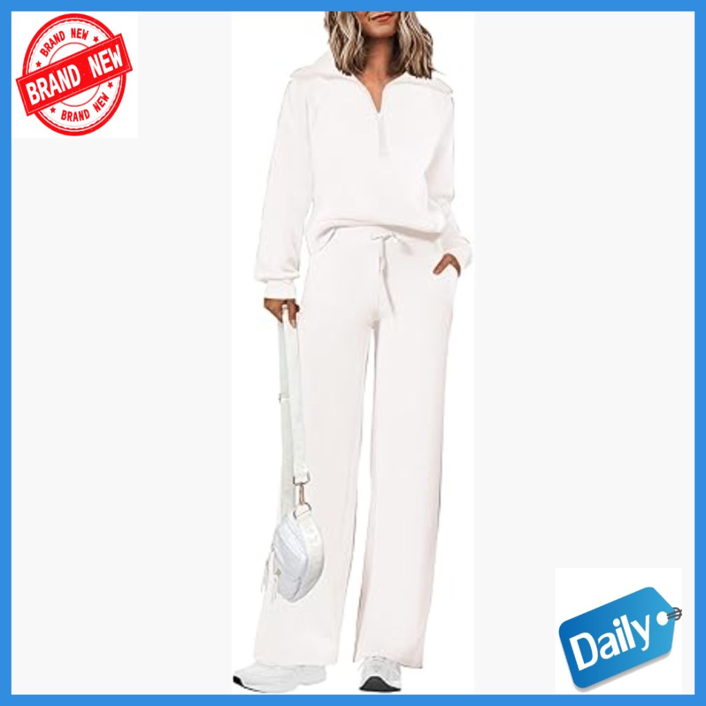 Women's Half Zip Sweatshirt & Wide Leg Pants Tracksuit Set Size Small